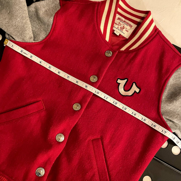 True Religion Size S Varsity Campus Letter Jacket Wool Blend Fashion for Senses - Picture 4 of 16